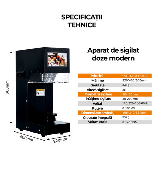 Aparat sigilat doze de plastic, Negru