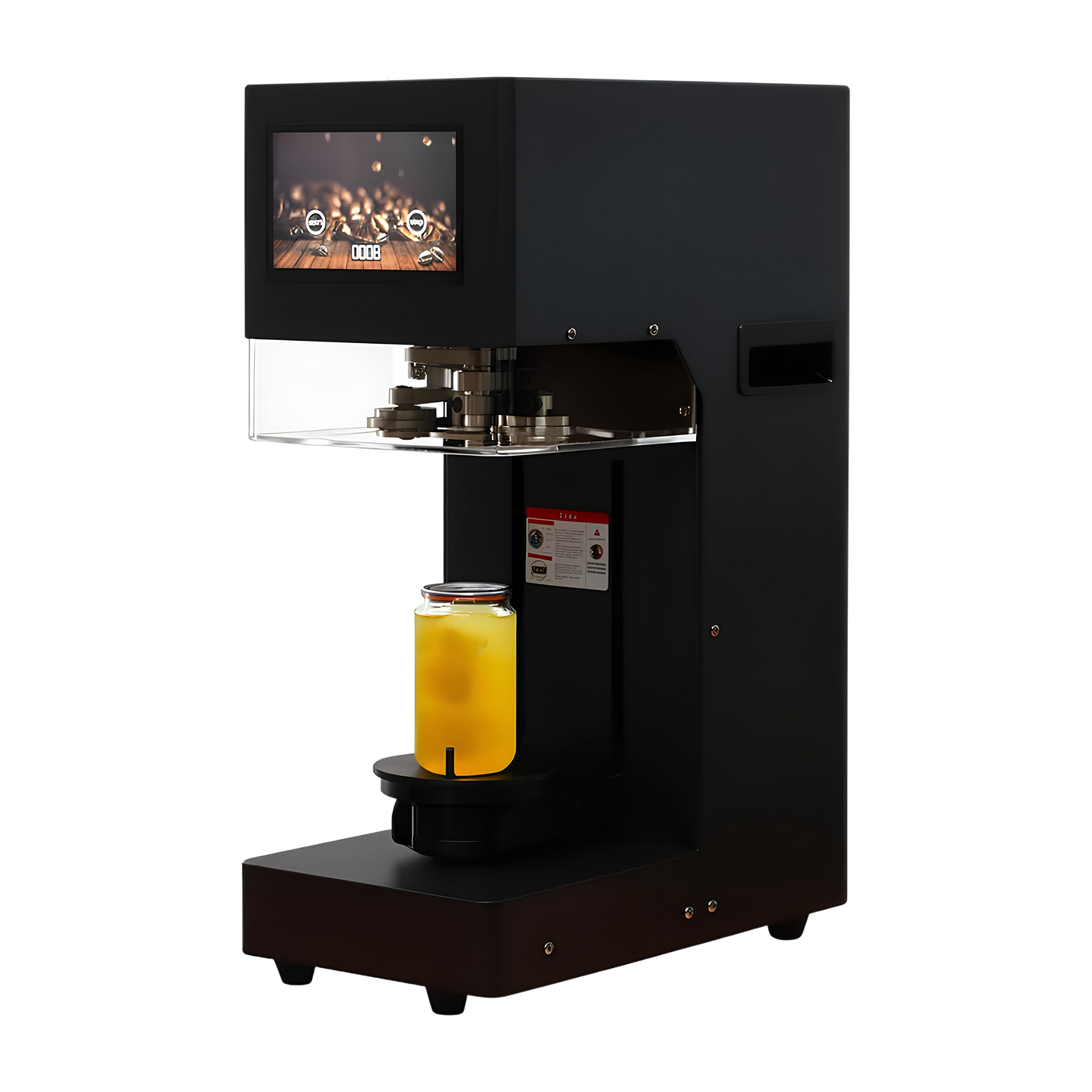 Műanyag dobozok lezáró gépe, fekete